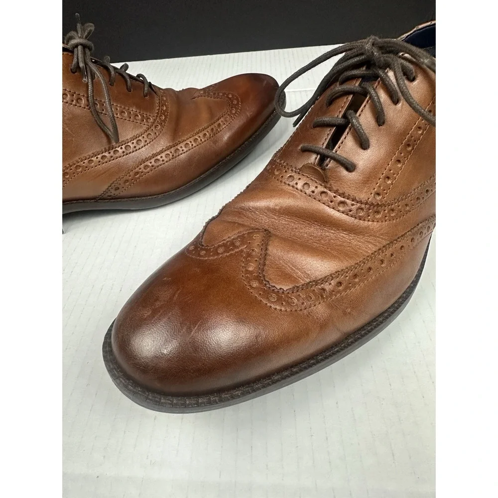 Cole Haan Mens Wayne C30687 Brown Leather Wingtip Oxford Dress Shoes Size 11 M
